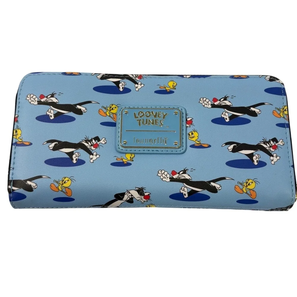 Loungefly Looney Tunes Sylvester‎ Tweety Bird Zip Around Wallet Blue 80th Anniv
